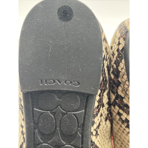 Coach Women's Brown Snakeskin Print Horse & Carriage Round Toe Flats Size 6 - Picture 9 of 12